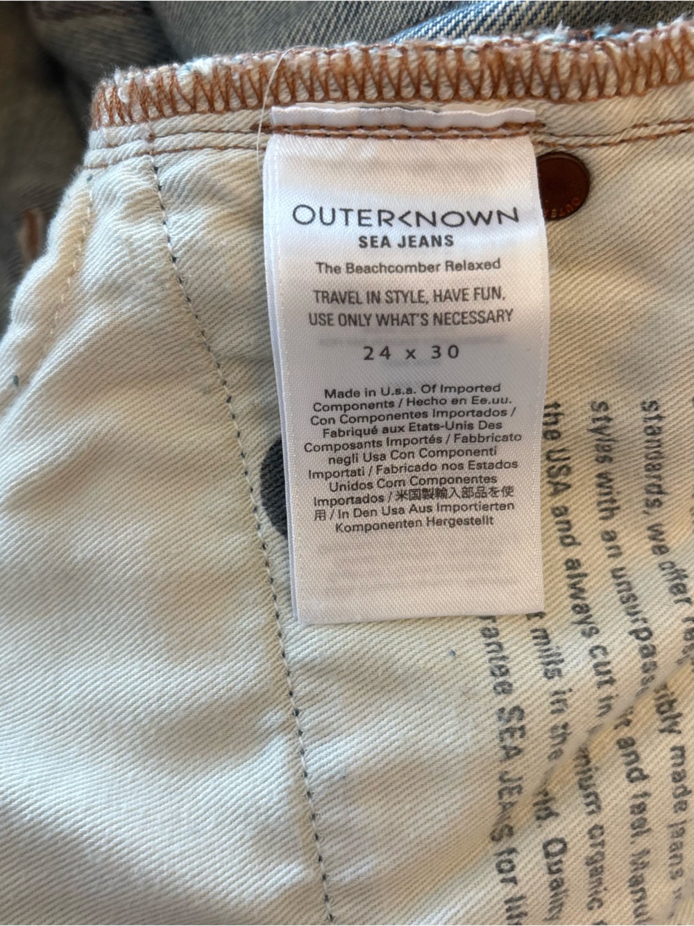 Outerknown Women's The Beachcomber Relaxed SEA Jeans 24x30 Retail $168 NWT - Picture 8 of 11